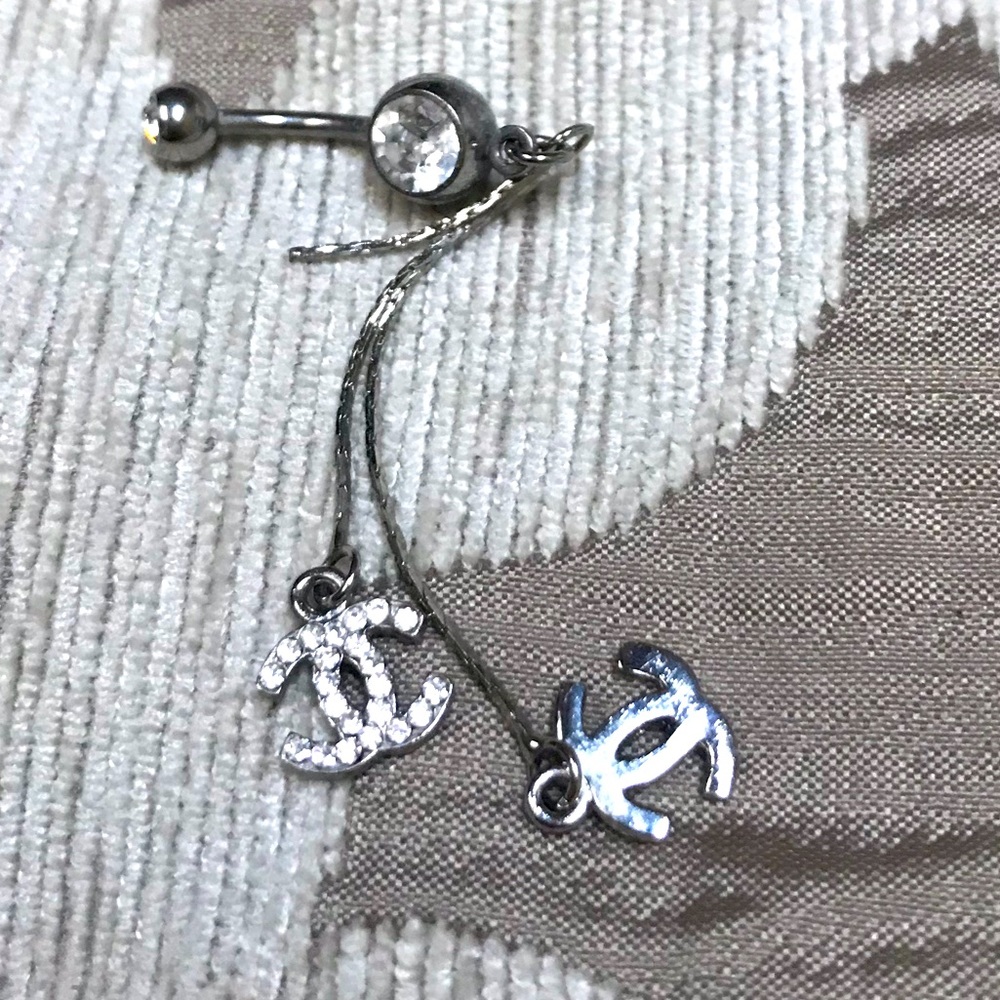 Silver and rhinestone naval ring